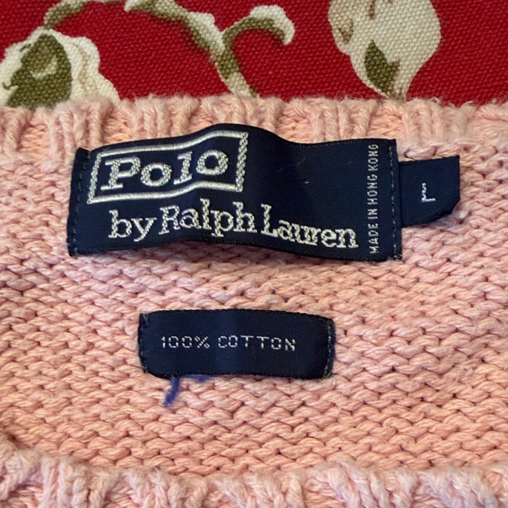 Polo by Ralph Lauren Mens Pink cotton Crew Neck Sweater, pony - Picture 3 of 10